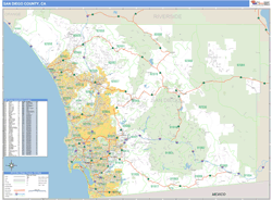 San Diego County, CA Zip Code Wall Map