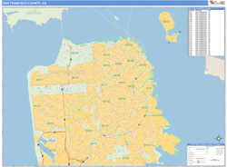 San Francisco County, CA Zip Code Wall Map