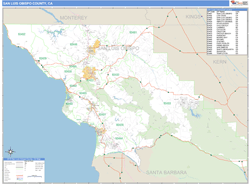 San Luis Obispo County, CA Zip Code Wall Map