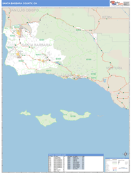 Santa Barbara County, CA Zip Code Wall Map