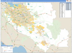 Santa Clara County, CA Zip Code Wall Map