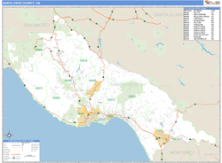Santa Cruz County, CA Zip Code Wall Map