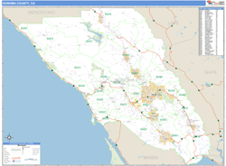 Sonoma County, CA Zip Code Wall Map