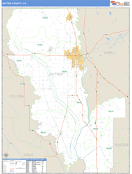 Sutter County, CA Zip Code Wall Map