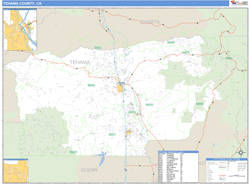 Tehama County, CA Zip Code Wall Map