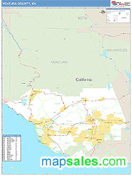 Ventura County, CA Zip Code Wall Map