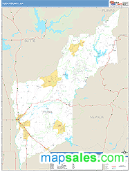 Yuba County, CA Zip Code Wall Map