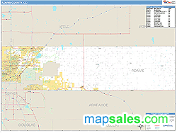 Adams County, CO Zip Code Wall Map