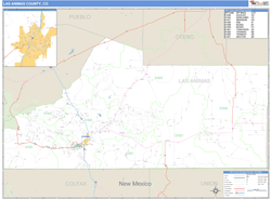 Las Animas County, CO Zip Code Wall Map