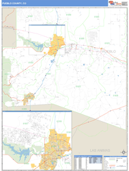 Pueblo County, CO Zip Code Wall Map