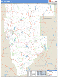 Tolland County, CT Zip Code Wall Map