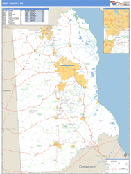 Kent County, DE Zip Code Wall Map