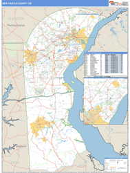 New Castle County, DE Zip Code Wall Map