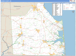 Sussex County, DE Zip Code Wall Map