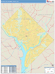 District of Columbia County, DC Zip Code Wall Map