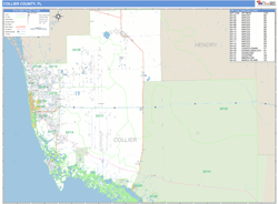 Collier County, FL Zip Code Wall Map