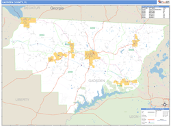 Gadsden County, FL Zip Code Wall Map