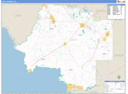 Levy County, FL Zip Code Wall Map