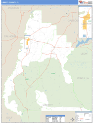 Liberty County, FL Zip Code Wall Map