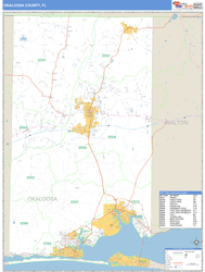 Okaloosa County, FL Zip Code Wall Map