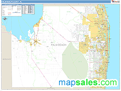 Palm Beach County, FL Zip Code Wall Map