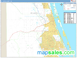St. Lucie County, FL Zip Code Wall Map
