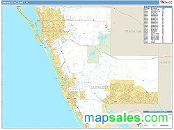 Sarasota County, FL Zip Code Wall Map