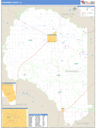 Suwannee County, FL Zip Code Wall Map