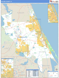 Volusia County, FL Zip Code Wall Map