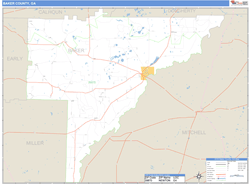 Baker County, GA Zip Code Wall Map