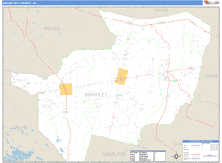 Brantley County, GA Zip Code Wall Map