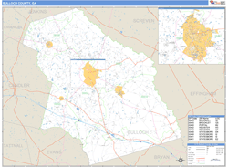 Bulloch County, GA Zip Code Wall Map