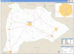 Burke County, GA Zip Code Wall Map