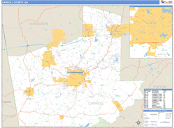 Carroll County, GA Zip Code Wall Map