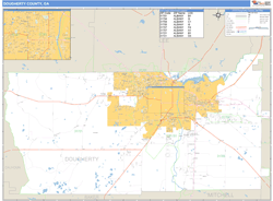 Dougherty County, GA Zip Code Wall Map