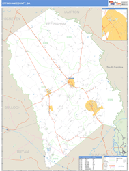 Effingham County, GA Zip Code Wall Map