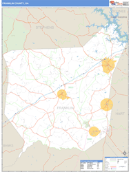 Franklin County, GA Zip Code Wall Map