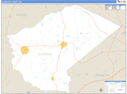 Glascock County, GA Zip Code Wall Map