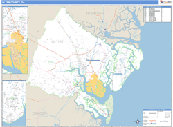 Glynn County, GA Zip Code Wall Map