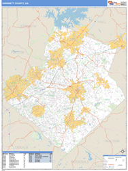 Gwinnett County, GA Zip Code Wall Map