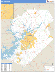 Hall County, GA Zip Code Wall Map