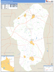 Jefferson County, GA Zip Code Wall Map