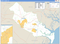 Liberty County, GA Zip Code Wall Map