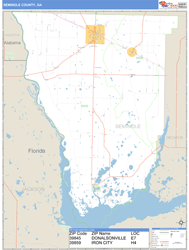 Seminole County, GA Zip Code Wall Map