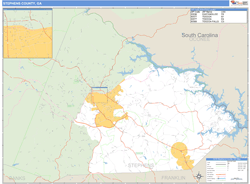 Stephens County, GA Zip Code Wall Map