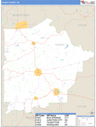 Talbot County, GA Zip Code Wall Map