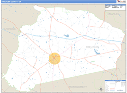 Treutlen County, GA Zip Code Wall Map