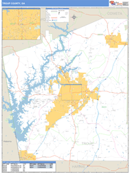 Troup County, GA Zip Code Wall Map