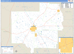 Turner County, GA Zip Code Wall Map