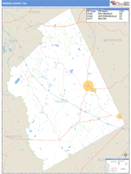 Twiggs County, GA Zip Code Wall Map